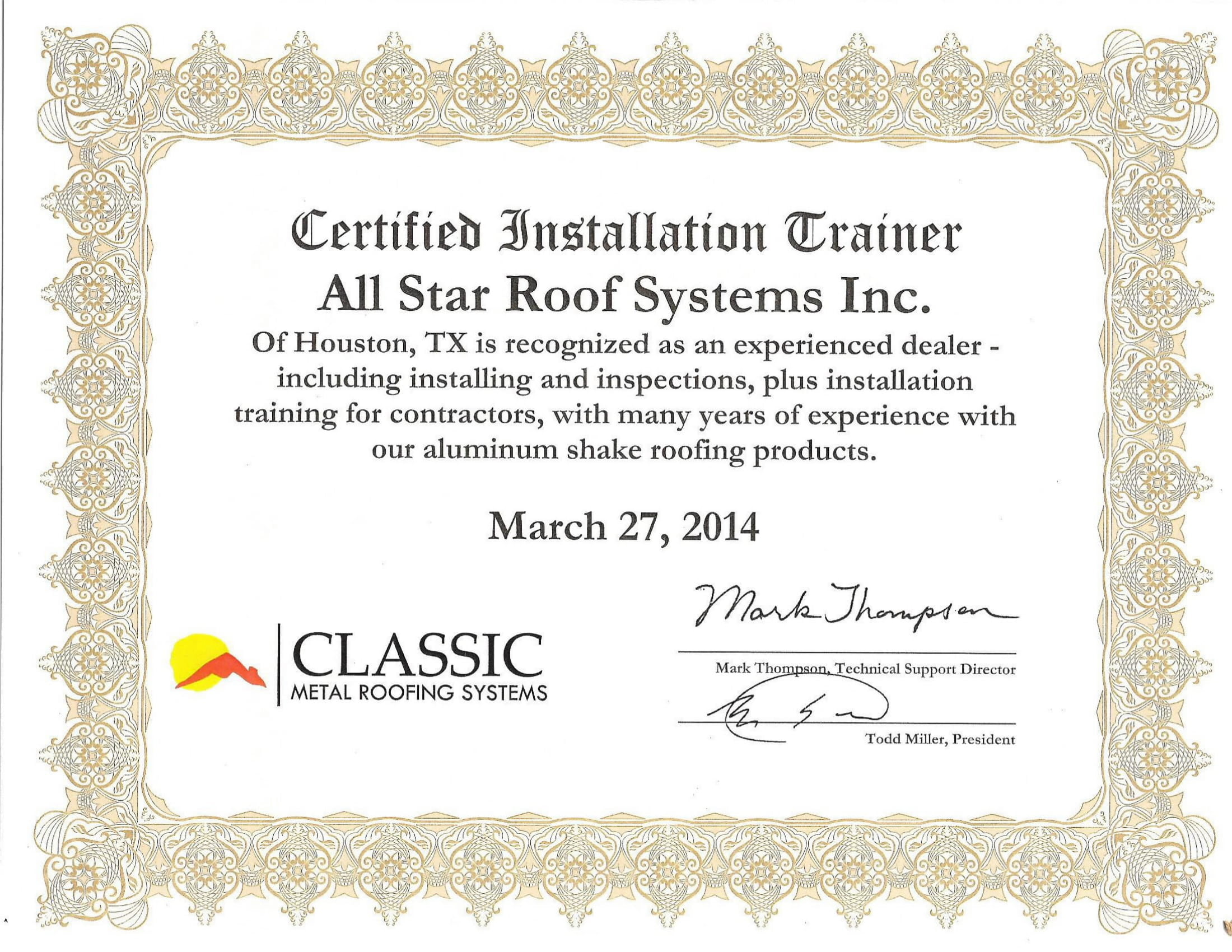 Certified Installation Trainer